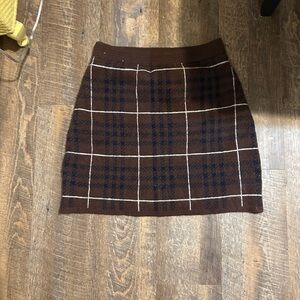 Kori Brown and Blue Plaid Mini Skirt